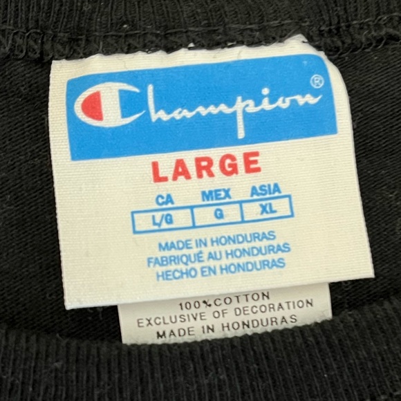 Women’s CHAMPION Black Classic Multi Color Logo Tee T-Shirt Slim Heritage L - Picture 4 of 4